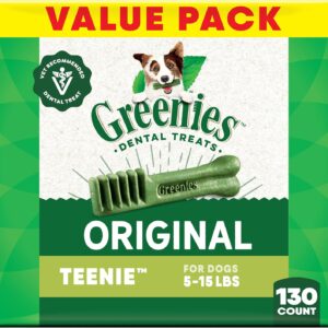 greenies dog treats teenie size, 36 oz. pack, 130 count