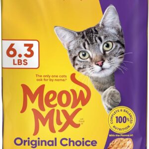meow mix original choice dry cat food, 6.3 pound bag